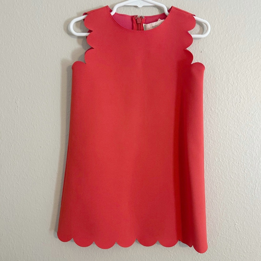 Crewcuts Scalloped Shift Dress Kids Size 3 Red/Coral‎ Sleeveless Party Dress